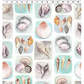 Clothworks Clothworks - Seashell Wishes / Digital / Shell Tiles / Y3464-101  / Multi