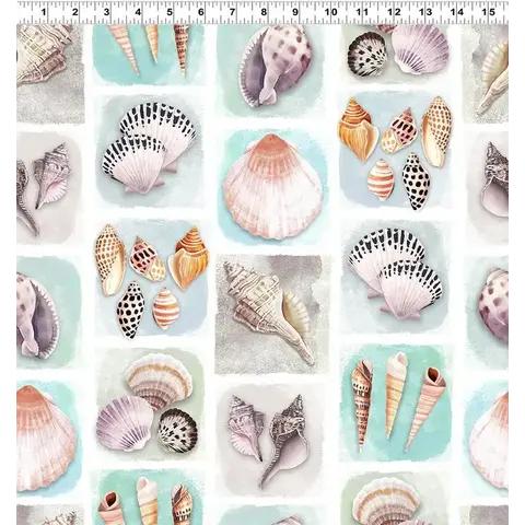 Clothworks - Seashell Wishes / Digital / Shell Tiles / Y3464-101  / Multi