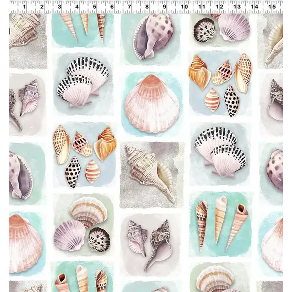 Clothworks Clothworks - Seashell Wishes / Digital / Shell Tiles / Y3464-101  / Multi