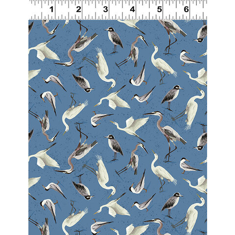 Clothworks - Seashell Wishes / Digital /  Birds / Y3468-88 / Blue
