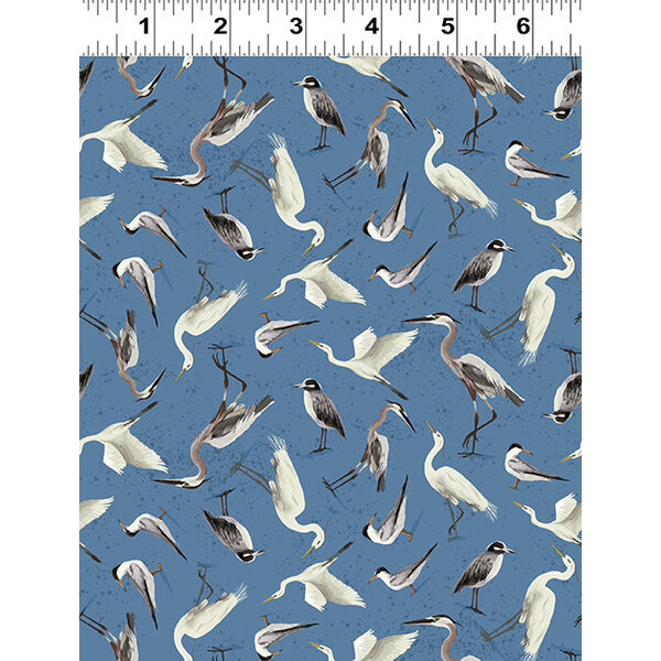 Clothworks Clothworks - Seashell Wishes / Digital /  Birds / Y3468-88 / Blue