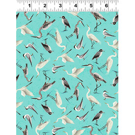 Clothworks Clothworks - Seashell Wishes / Digital /  Birds / Y3468-101 / Teal