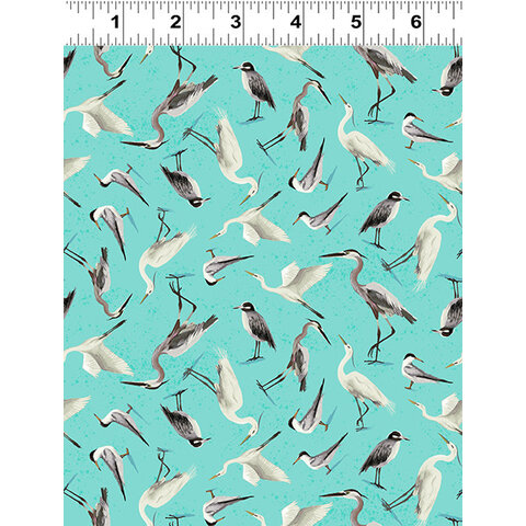 Clothworks - Seashell Wishes / Digital /  Birds / Y3468-101 / Teal