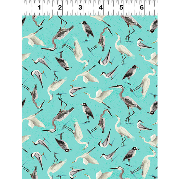 Clothworks Clothworks - Seashell Wishes / Digital /  Birds / Y3468-101 / Teal