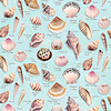 Clothworks - Seashell Wishes / Digital /  Tossed Shells / Y3466-32 / Teal