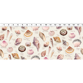 Clothworks Clothworks - Seashell Wishes / Digital /  Tossed Shells / Y3466-11 / Cream