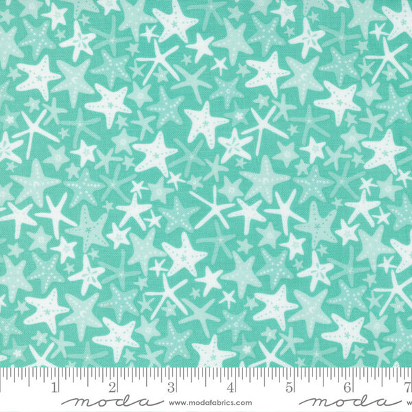 Moda Fabrics Moda - The Sea And Me / Starfish / 20796-15 / Aqua
