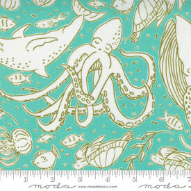 Moda Fabrics Moda - The Sea And Me / Sea Creatures / 20794-15 / Aqua