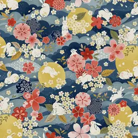 Paintbrush Studio PBS - Moon Rabbit / Floral and Rabbit / Navy / 12014901