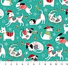 Northcott - Santa Paws / Turquoise / Tossed Dogs