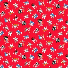 Makower Makower - Pirates / Pirate Skulls / Red / 2431 R