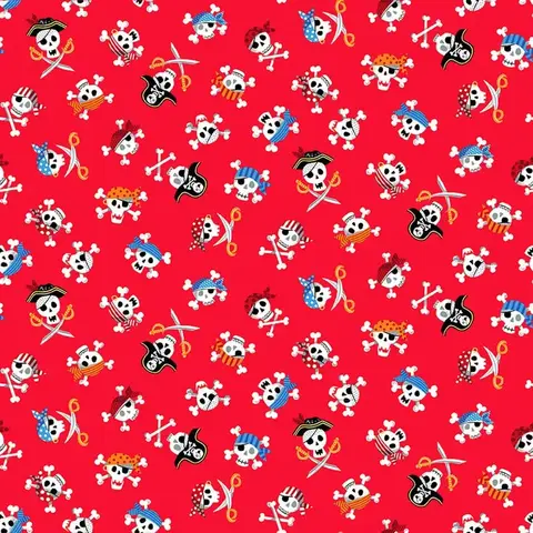 Makower - Pirates / Pirate Skulls / Red / 2431 R