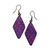 Anju - Copper Patina Earrings - Fuchsia and Purple Diamonds