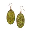 Anju - Copper Patina Earrings - Filigree with Spiral Green Ovals
