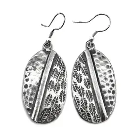 Anju Anju - Kashi Collection Earrings - Diagonal Feathers and Hammered