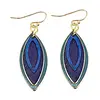 Anju - Brass Patina Earrings - Purple and Blue Layered Teardrop