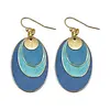 Anju - Brass Patina Earrings - Oval Blue Layers