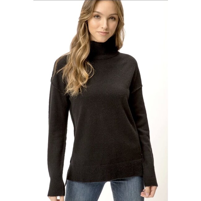 Mystree Black Mock Neck Sweater