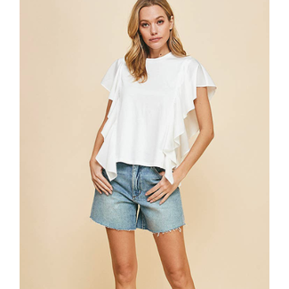 Pinch White Ruffle Sleeve Tee