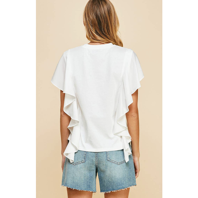Pinch White Ruffle Sleeve Tee