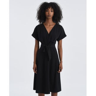 Molly Bracken Black Crossover Midi Dress