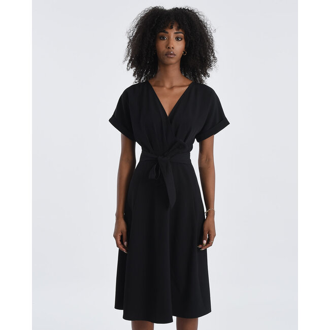 Molly Bracken Black Crossover Midi Dress