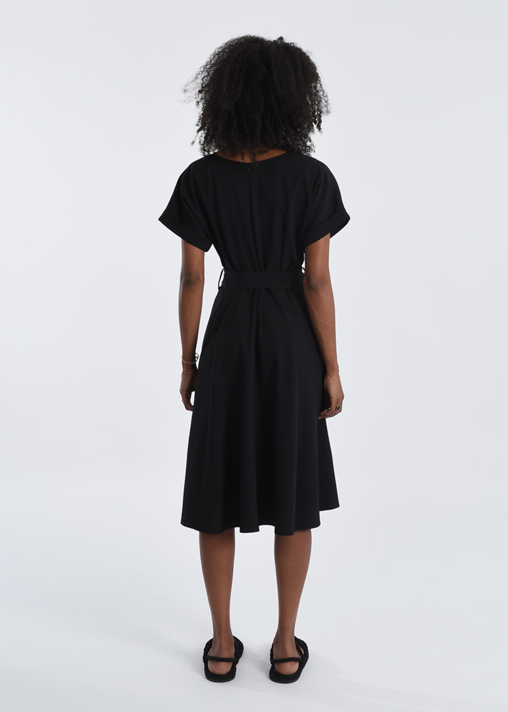 Molly Bracken Black Crossover Midi Dress