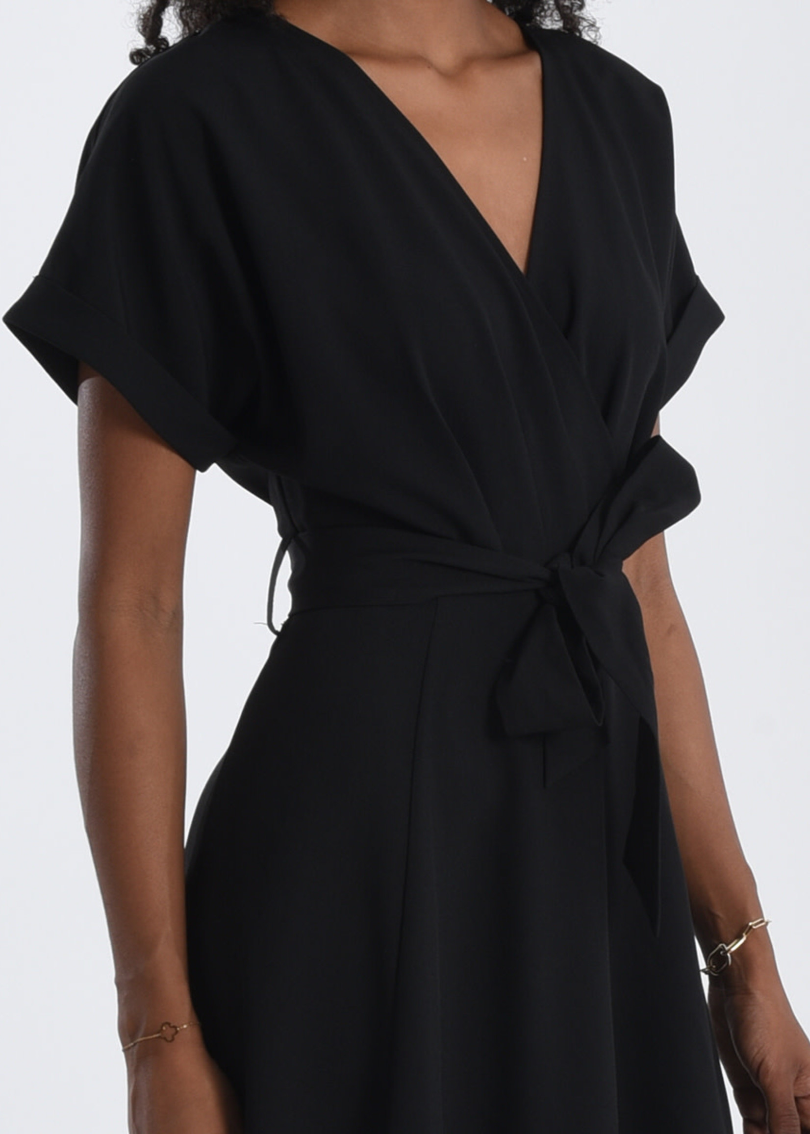 Molly Bracken Black Crossover Midi Dress