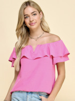 Bubblegum Pin Off Shoulder Top