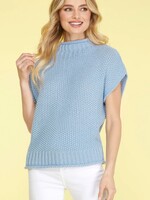 Drop shoulder sleeveless mock sweater