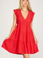 Sleeveless woven ruffled dress