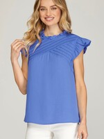 Ruffle sleeve pintuck