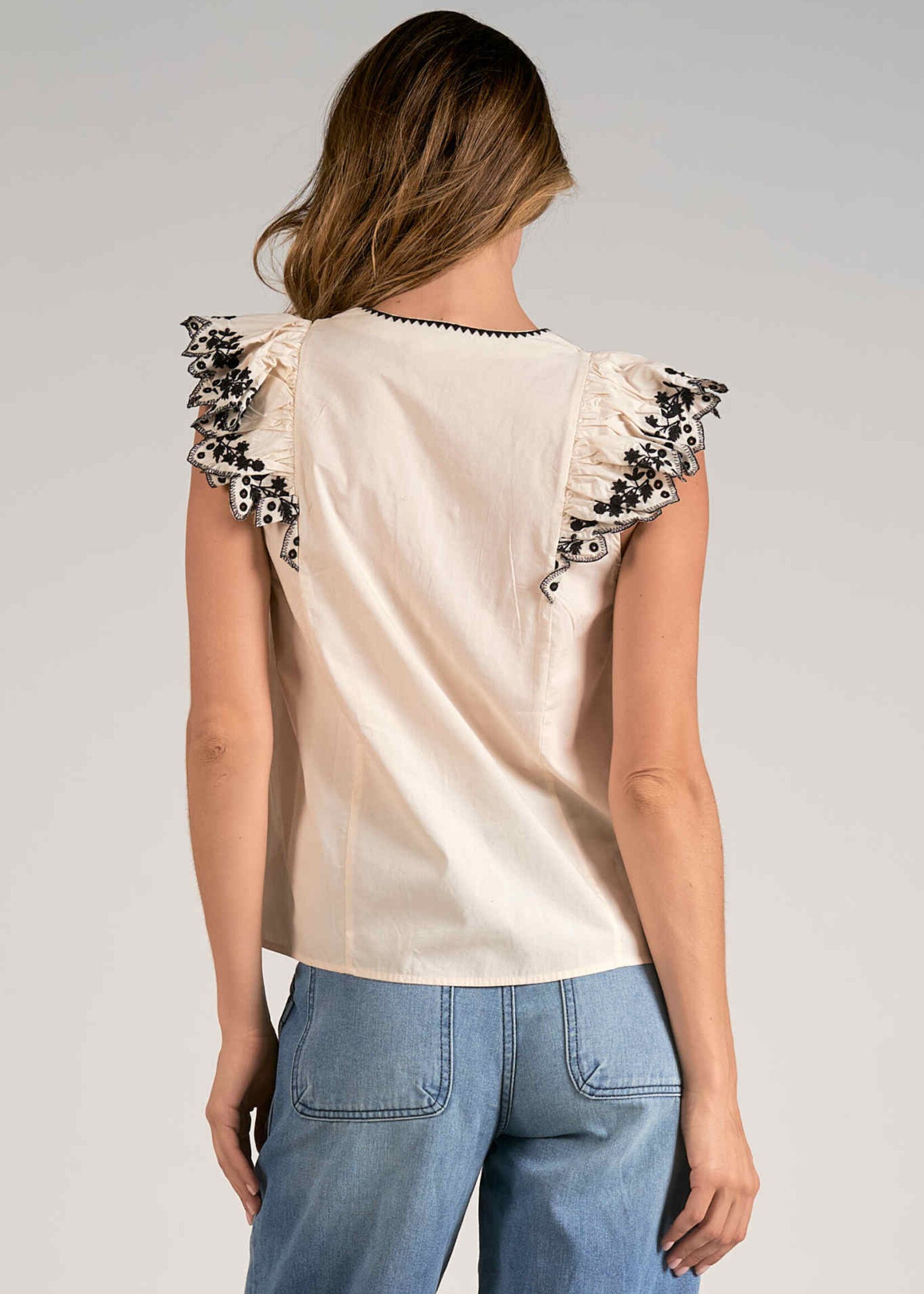Natural Lace Up Top