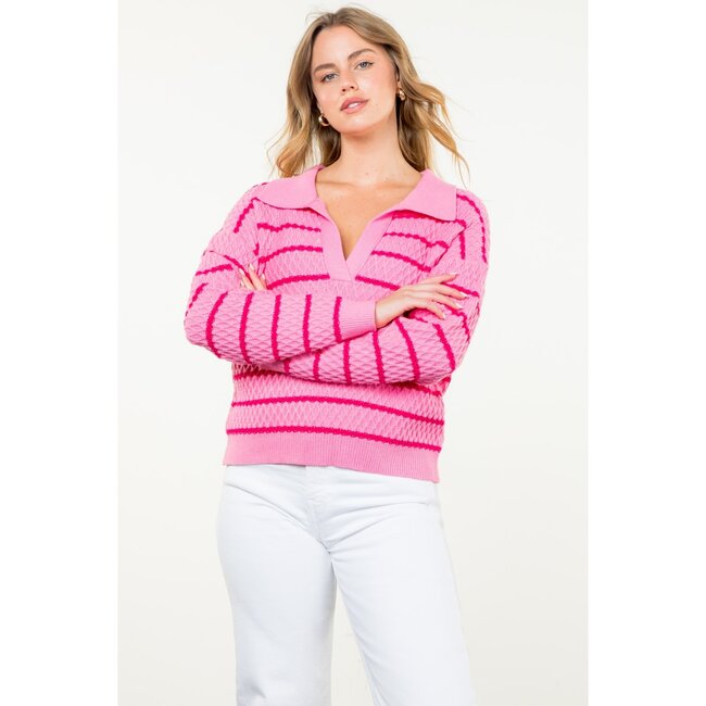 Pink with Red Stripes Sweater