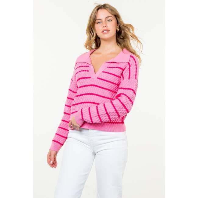 Pink with Red Stripes Sweater