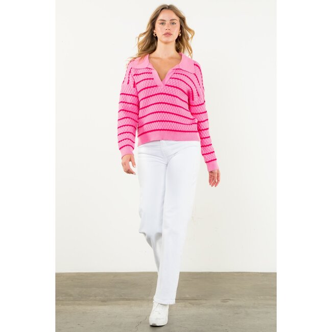 Pink with Red Stripes Sweater