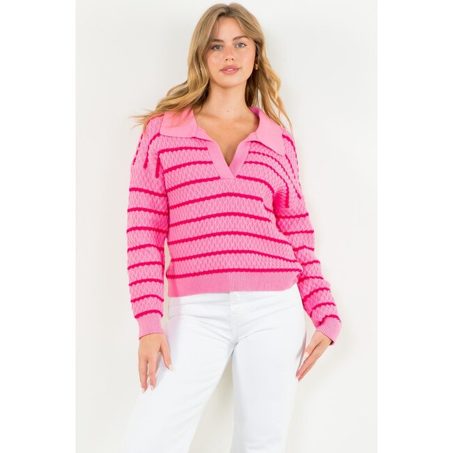 Pink with Red Stripes Sweater