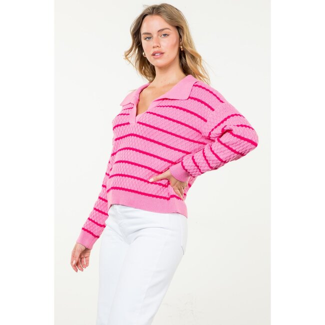 Pink with Red Stripes Sweater