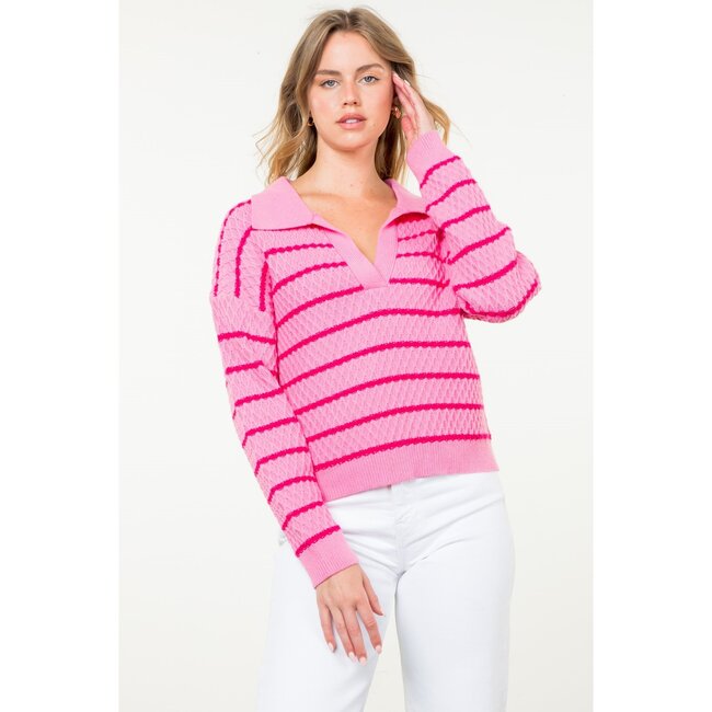 Pink with Red Stripes Sweater