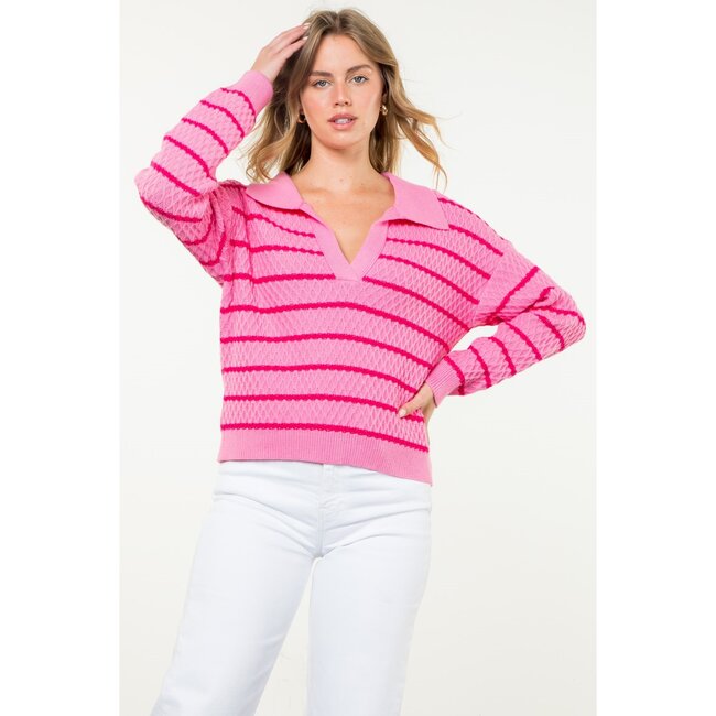 Pink with Red Stripes Sweater