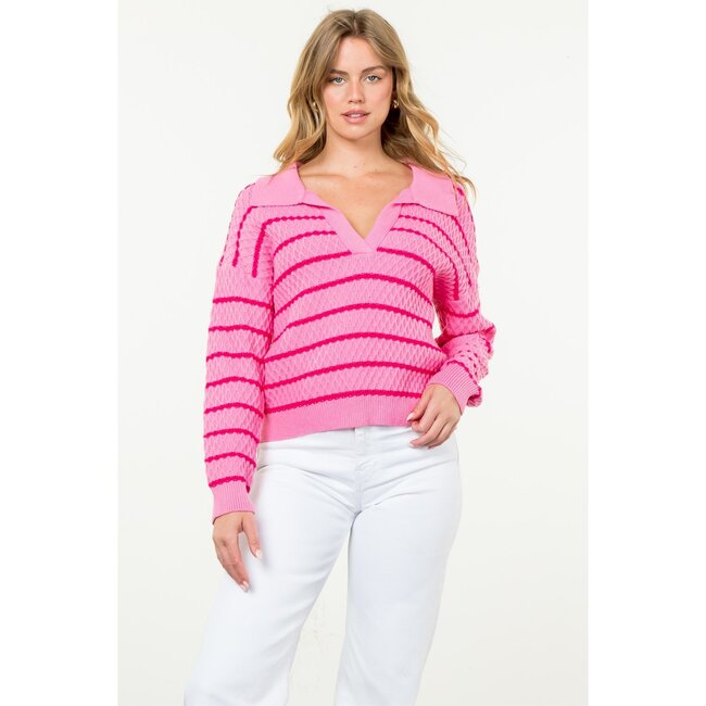 Pink with Red Stripes Sweater
