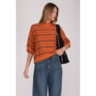 Orange and Black Striped Sweater