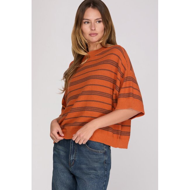 Orange and Black Striped Sweater