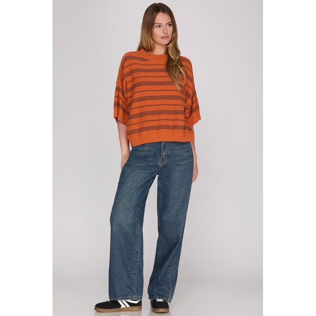 Orange and Black Striped Sweater