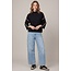 Black Sweater with Cream Pipin