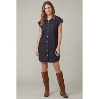 Denim Dress with Collar Detail