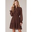 Brown Polka Dot Dress with Sheer Sleeves