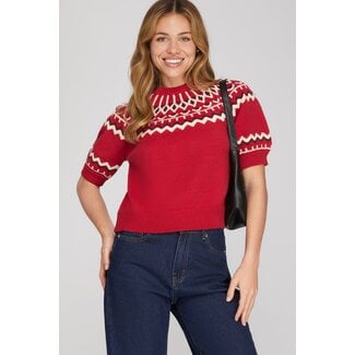 Red Faire Isle Sweater
