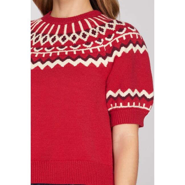 Red Faire Isle Sweater