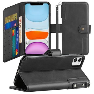 For Apple For Apple iPhone 11 (XI 6.1) Retro Wallet Card Holder Case Cover